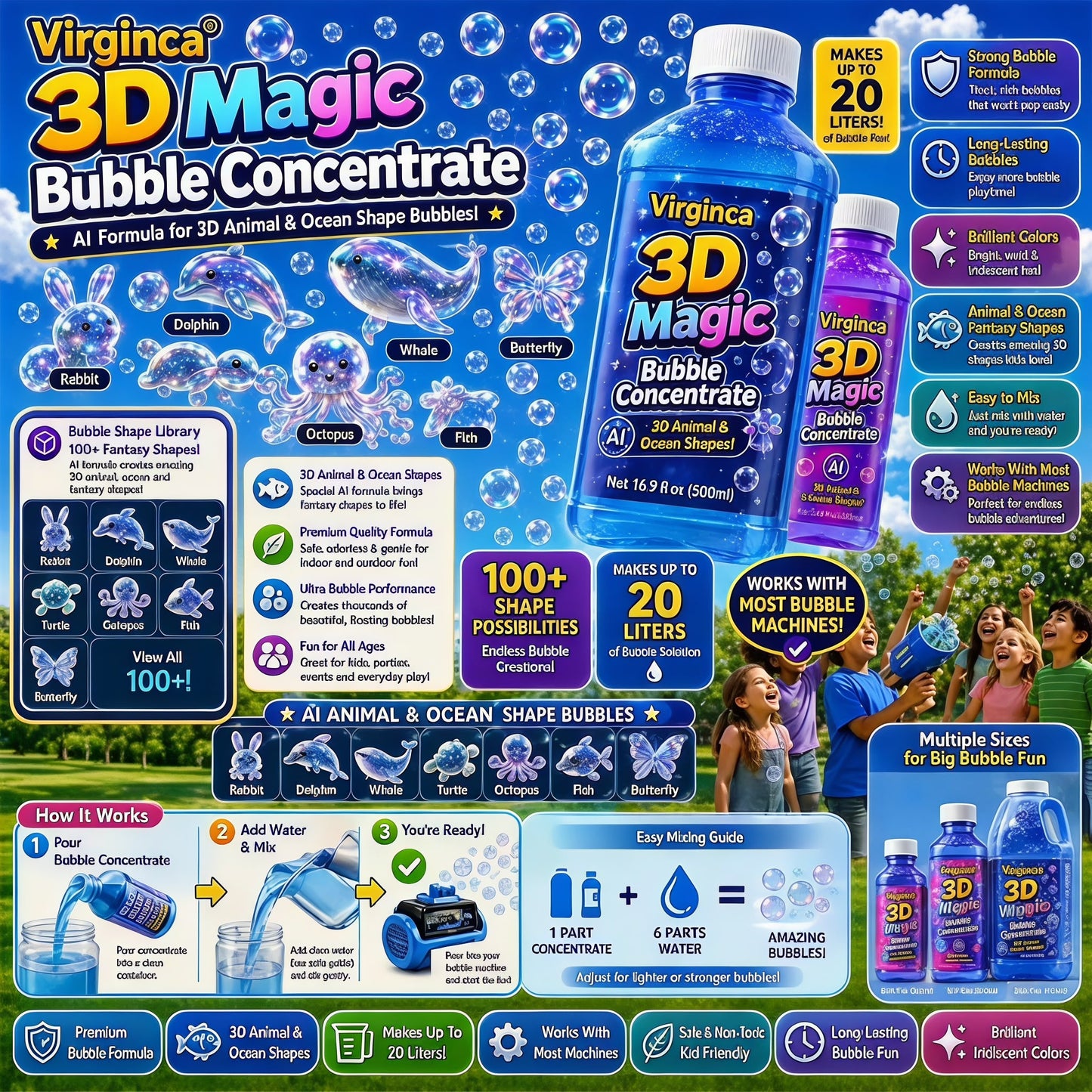 Virginca® Super 3D Magic Bubble Concentrate —— Animal & Ocean Fantasy Theme