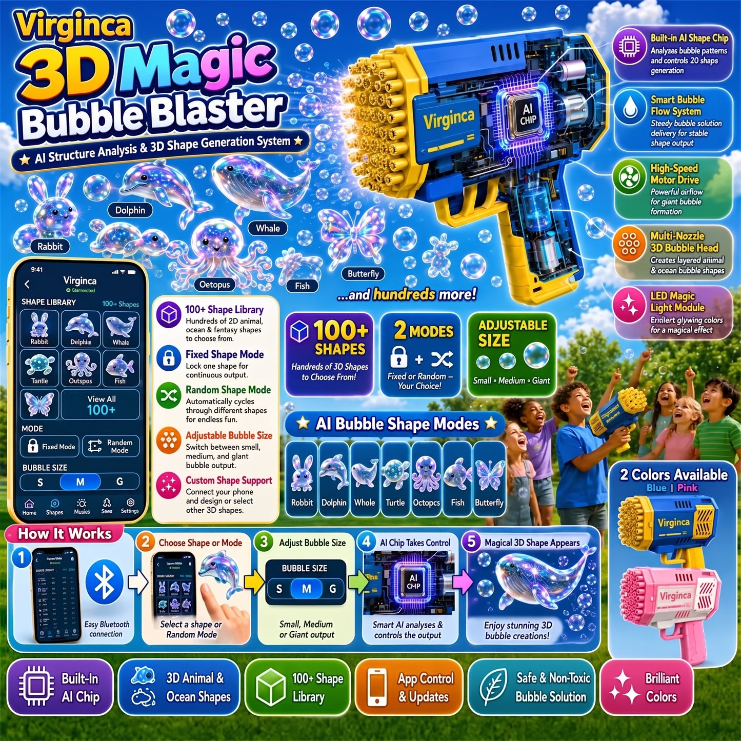 Virginca® Super 3D Magic Bubble Concentrate —— Animal & Ocean Fantasy Theme