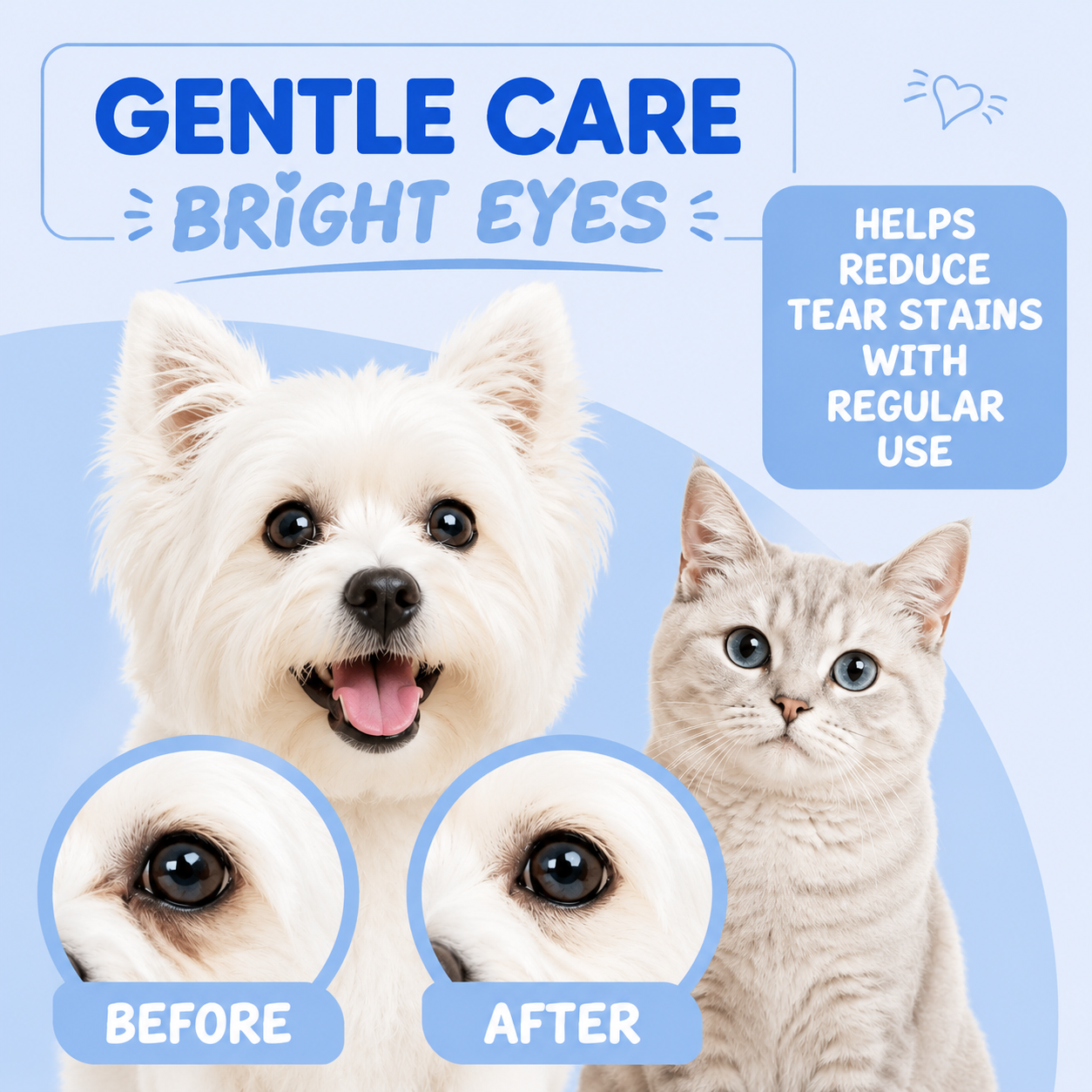 VIRGINCA  Pet Eye Wipes Tear Stain Remover 50 Pads for dogs and cats