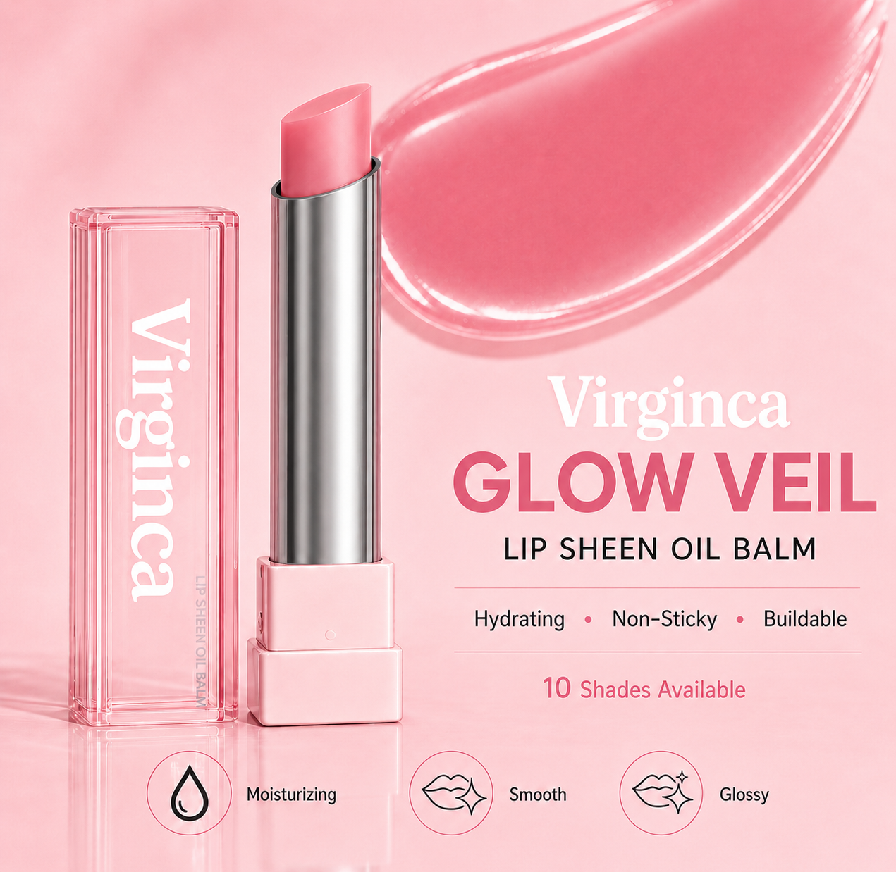 🔥Last Day Buy 1 Get 1 Free|Virginca GLOW VEIL LIP SHEEN OIL BALM