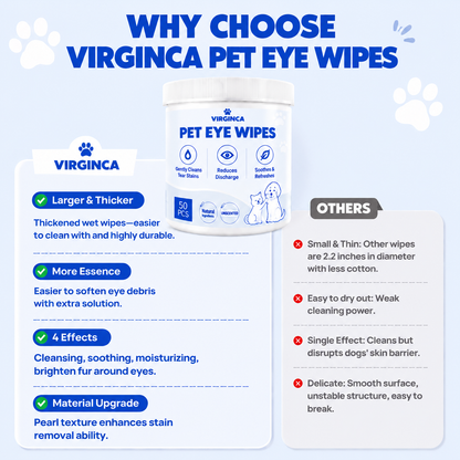 Virginca Pet Eye Wipes Tear Stain Remover 50 Pads for dogs and cats