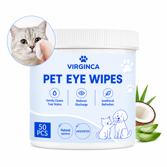 Virginca Pet Eye Wipes Tear Stain Remover 50 Pads for dogs and cats