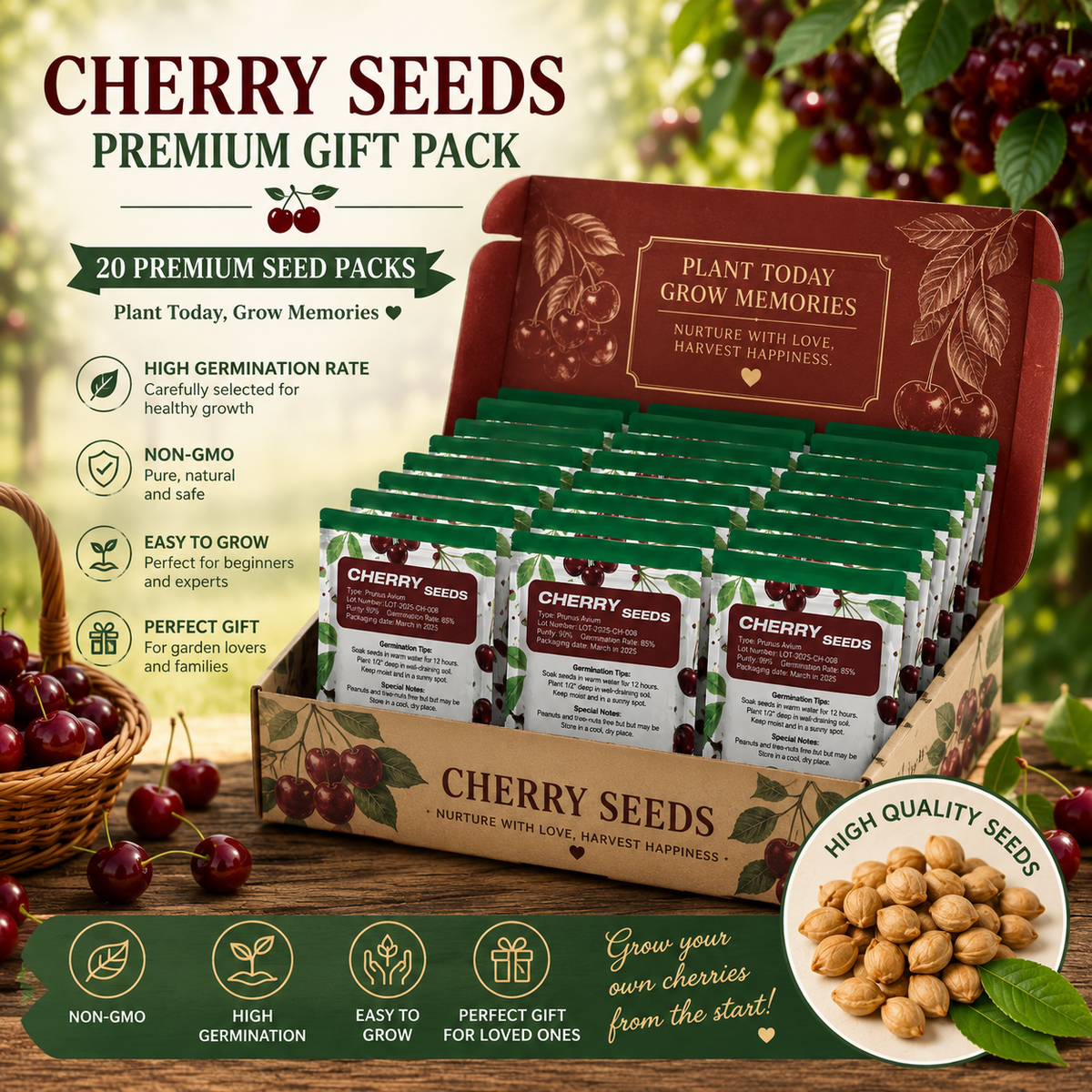 Grow Your Own Sweet Cherry Tree — Premium Live Seeds