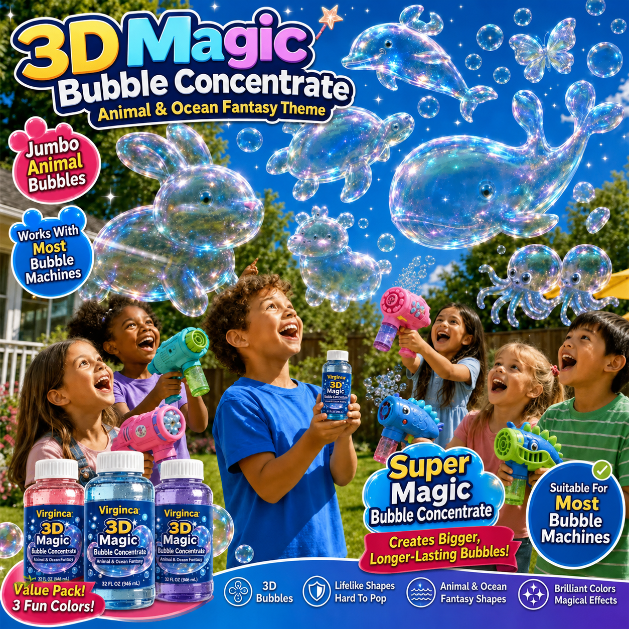 Virginca® Super 3D Magic Bubble Concentrate —— Animal & Ocean Fantasy Theme
