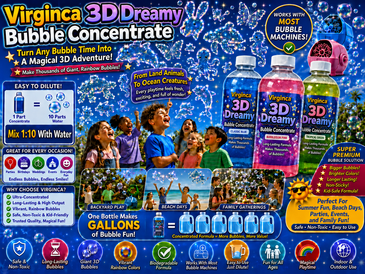 Virginca® Super 3D Dreamy Bubble Concentrate —— Animal & Ocean Fantasy Theme