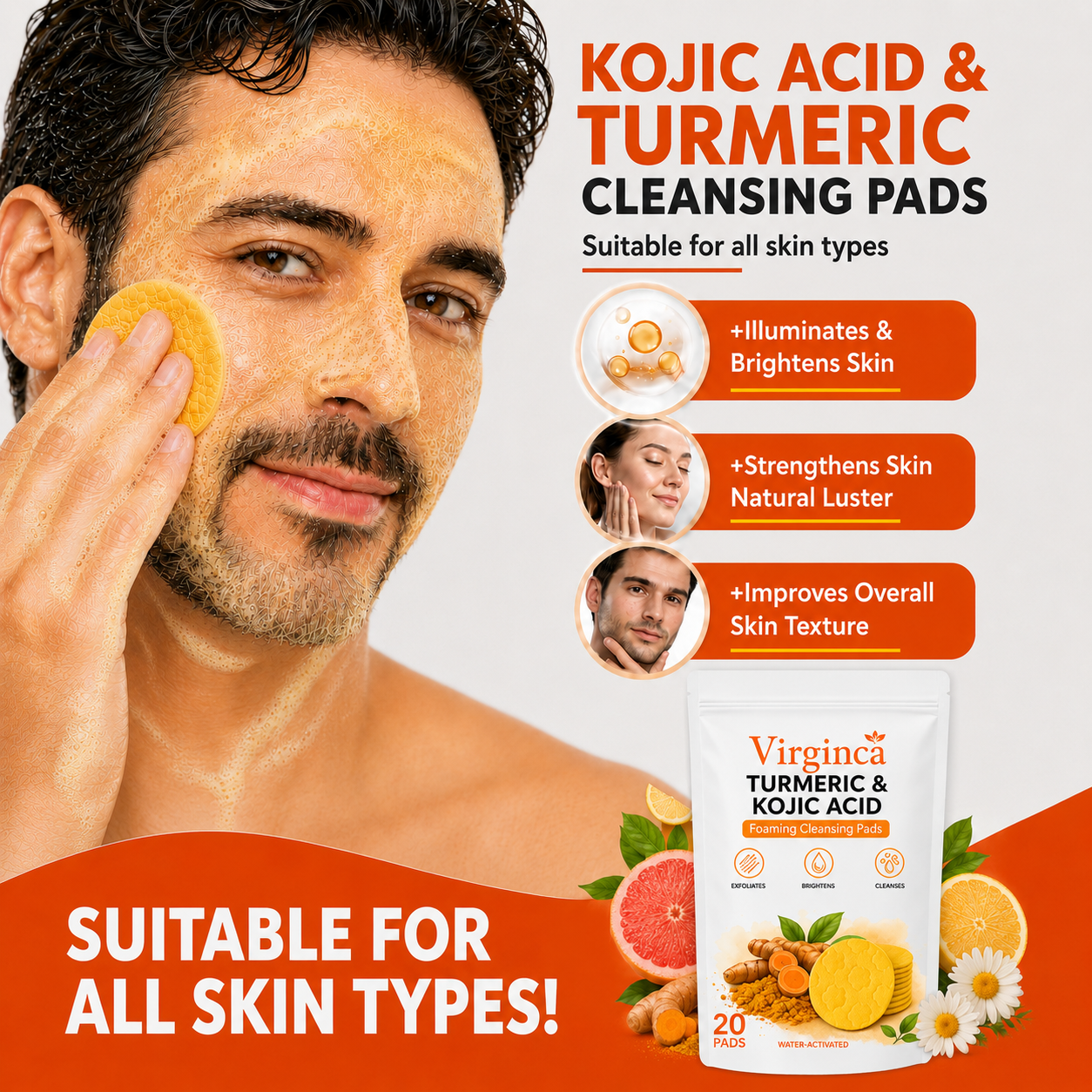 🔥Last Day 68% OFF-Virginca Turmeric Kojic Glow Pads