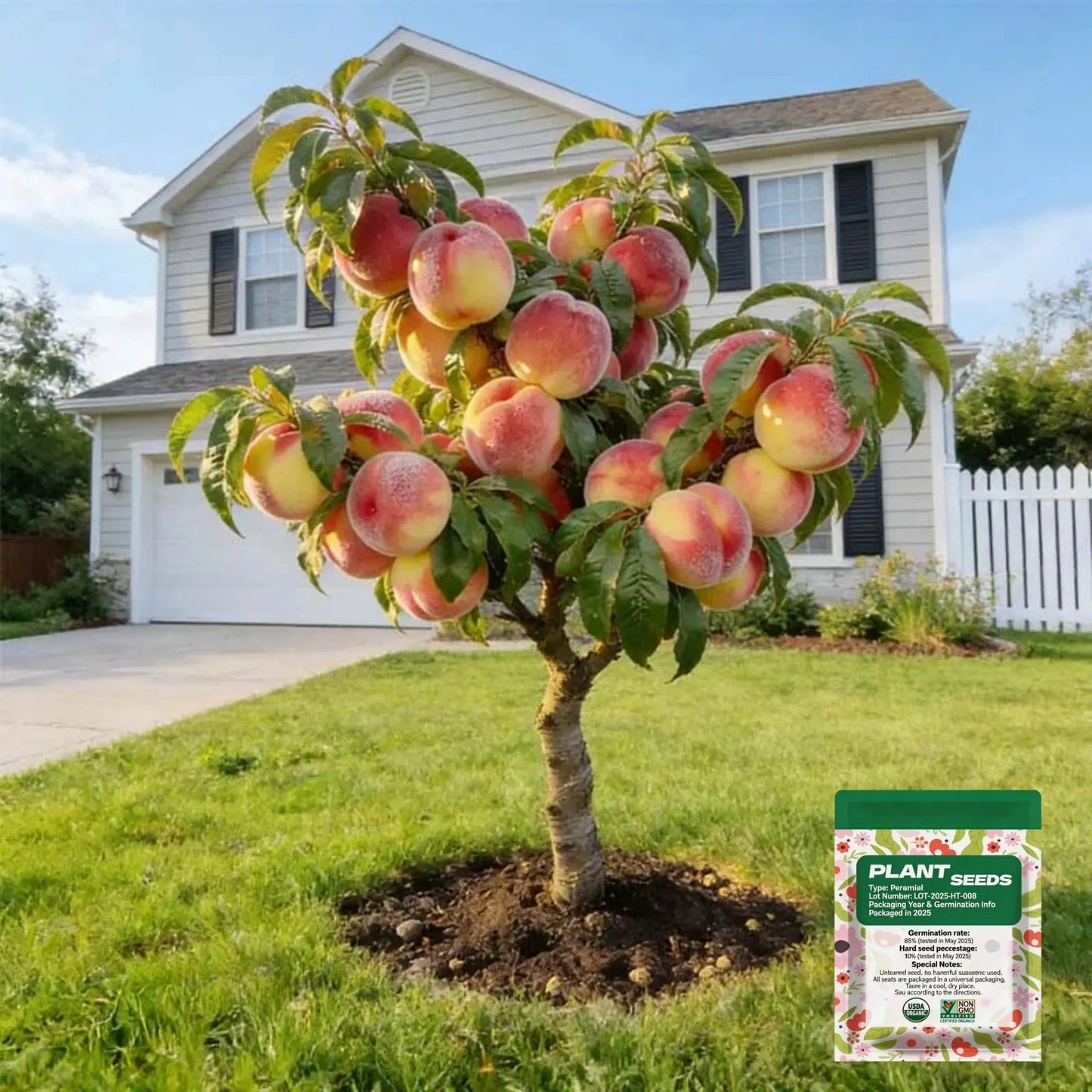 🔥 65K+ SOLD! 🍑 Virginca "Honey Red" Dwarf Peach Tree Live Seeds